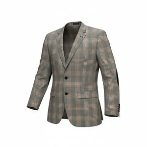 TigLio Mens Plaid Blazer Elbow Patches Lana Merinos Made Italy Super 150's Wool